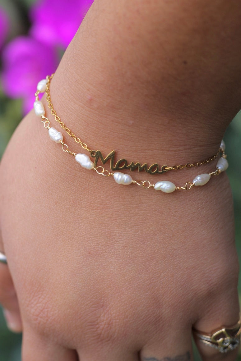 “Mama” double strand pearl bracelet