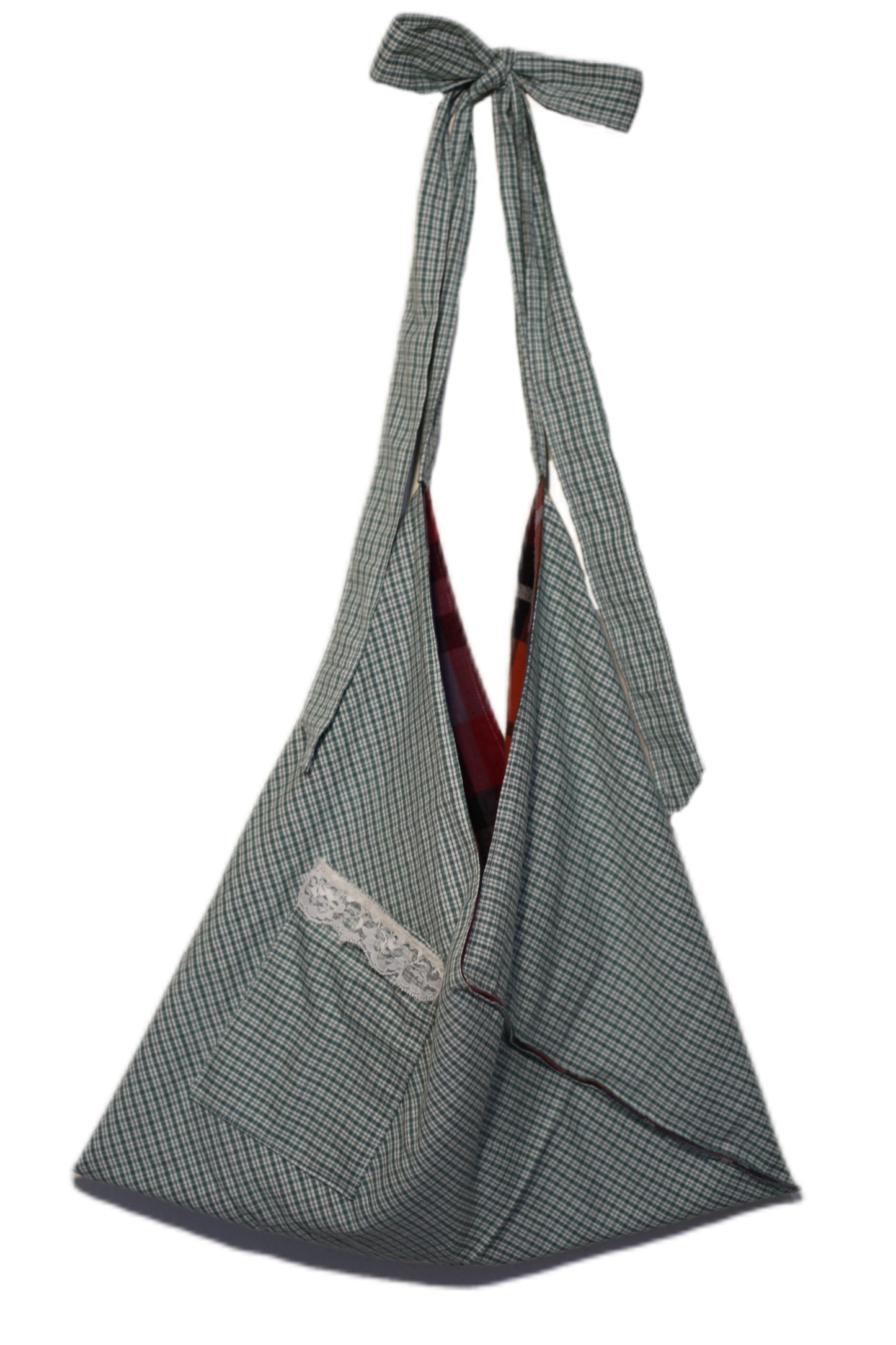 Plaid reversible slouchy bag