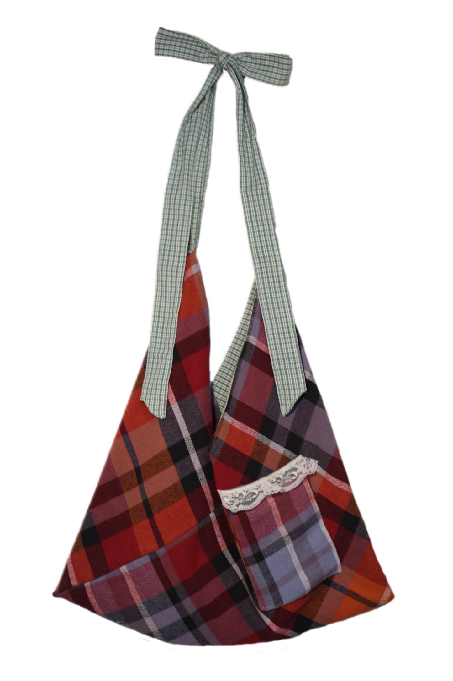 Plaid reversible slouchy bag
