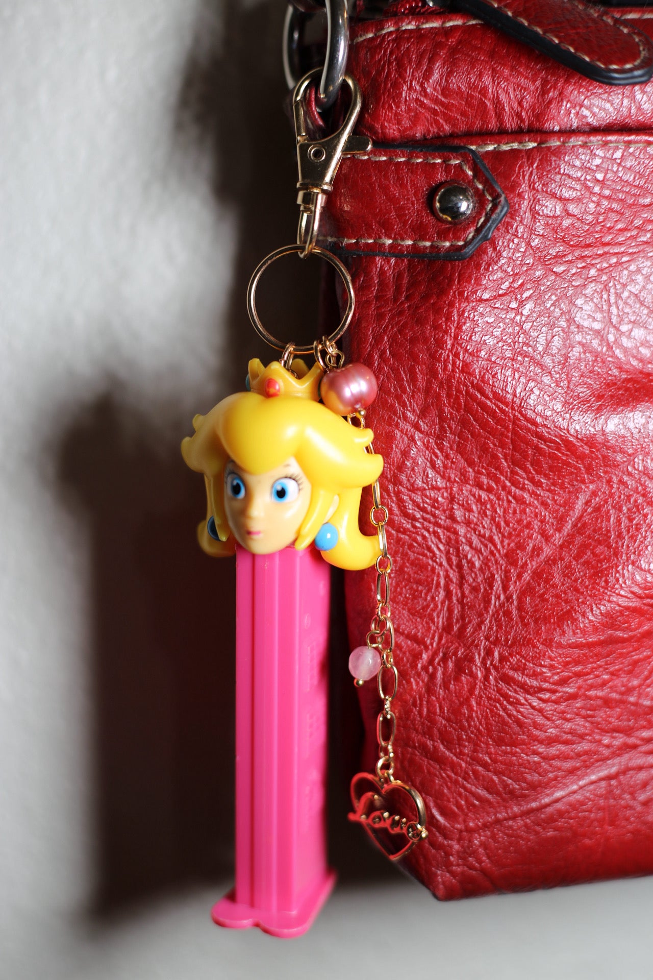 Princess Peach pez bag charm