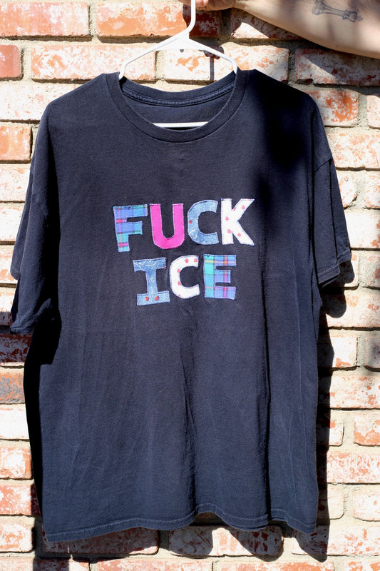 Patchwork F*ck ICE shirt: black