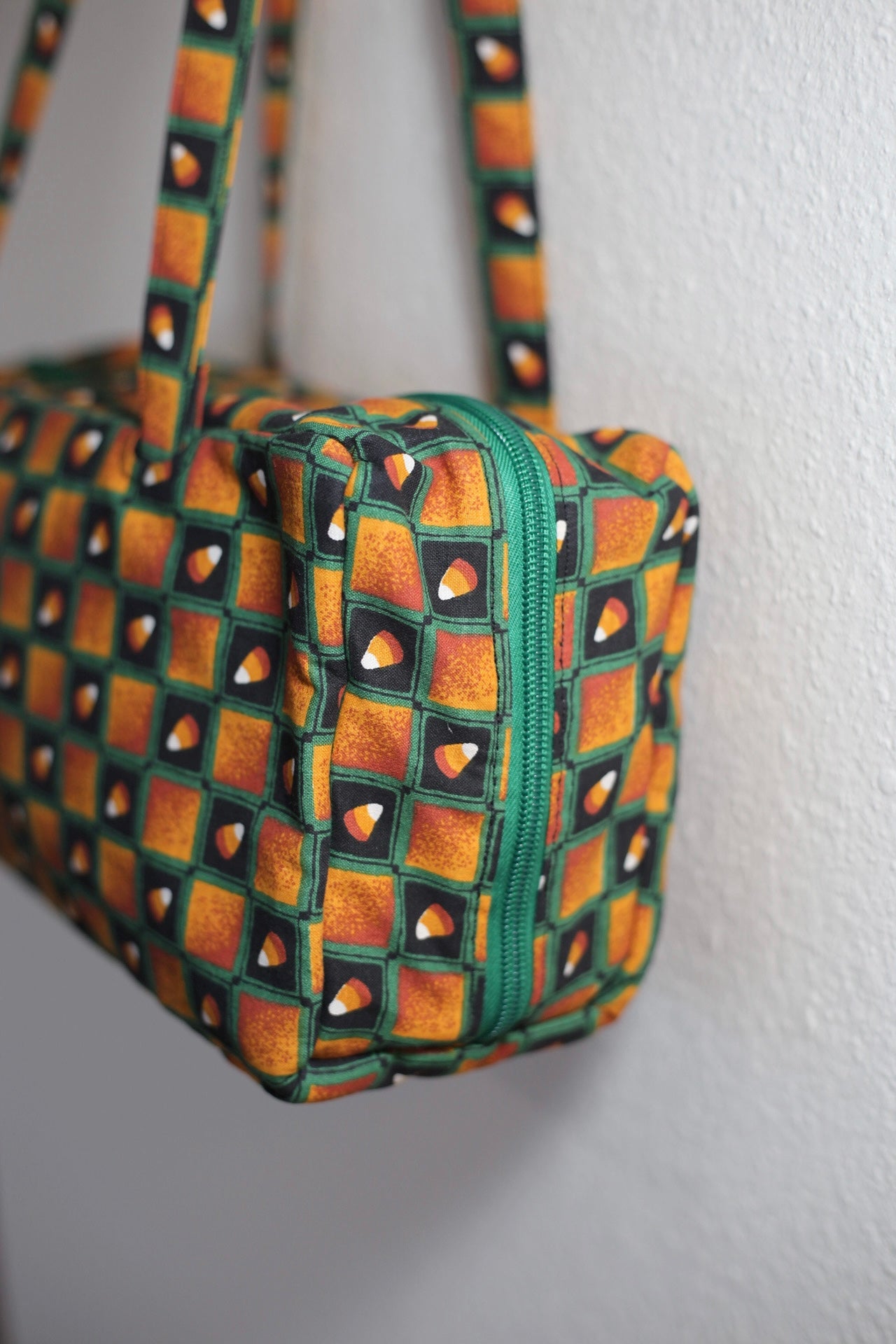 Checks & balances: Candy corn bowler bag