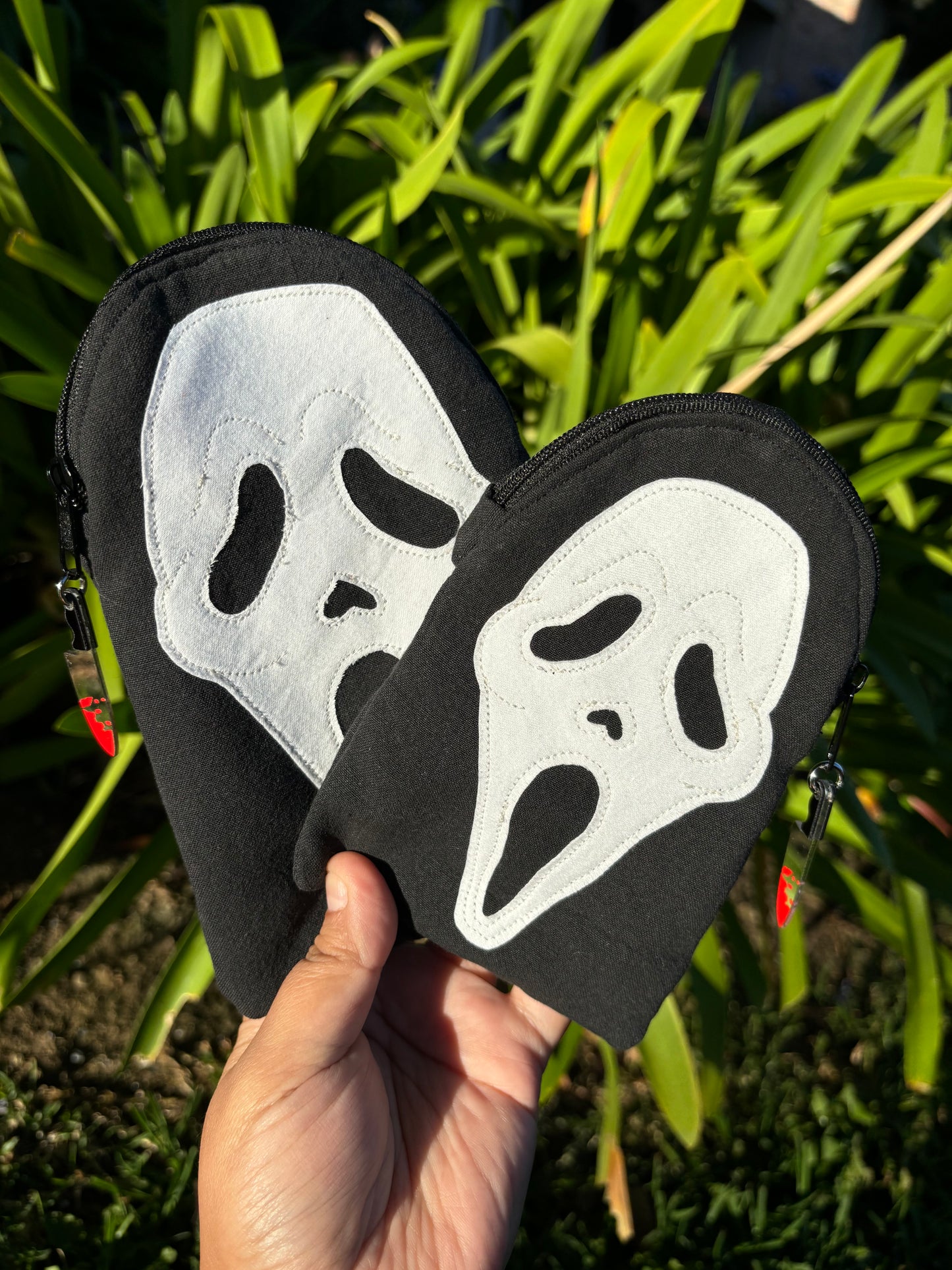 Ghost face zippered pouches