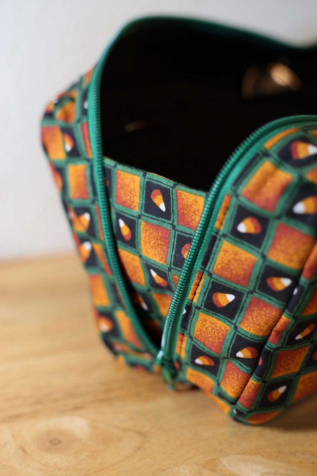 Checks & balances: Candy corn bowler bag