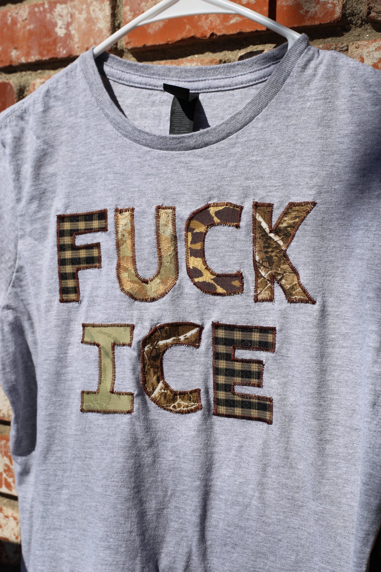 Patchwork F*ck ICE shirt: grey