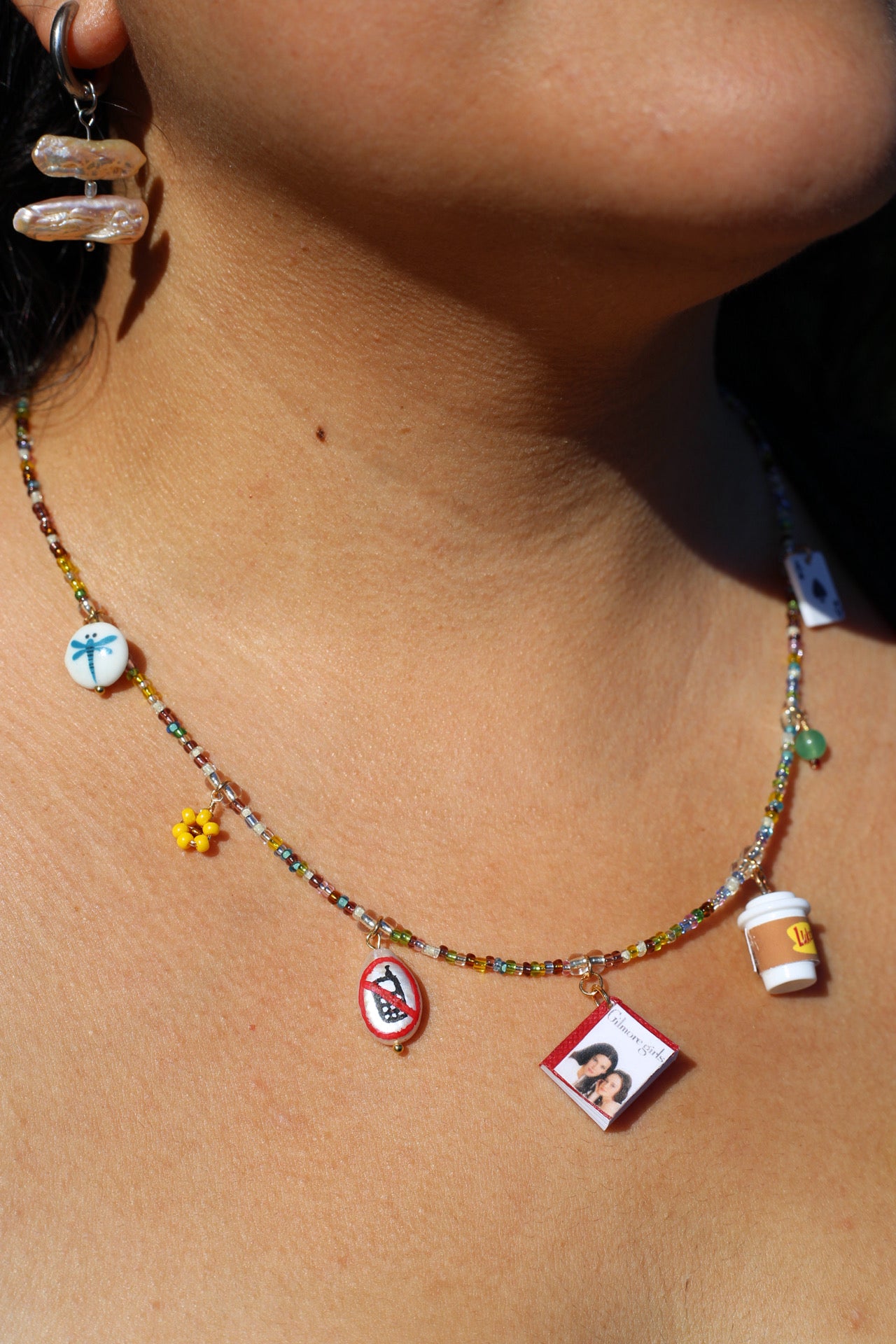 Lorelai beaded charm necklace