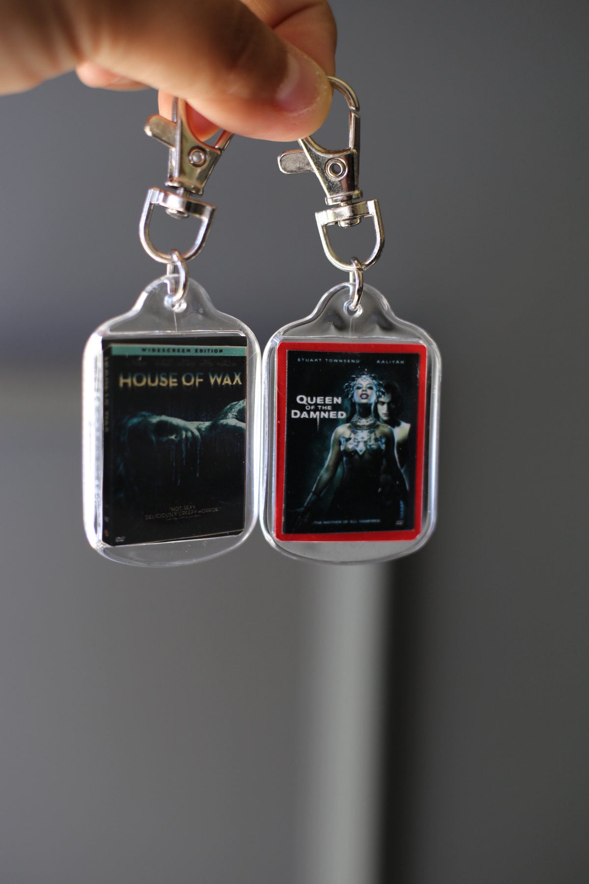 DVD cover art keychain