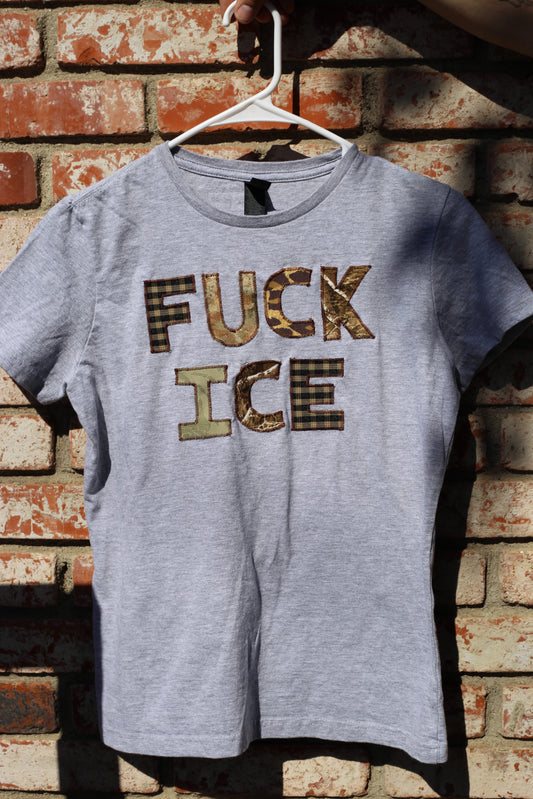Patchwork F*ck ICE shirt: grey
