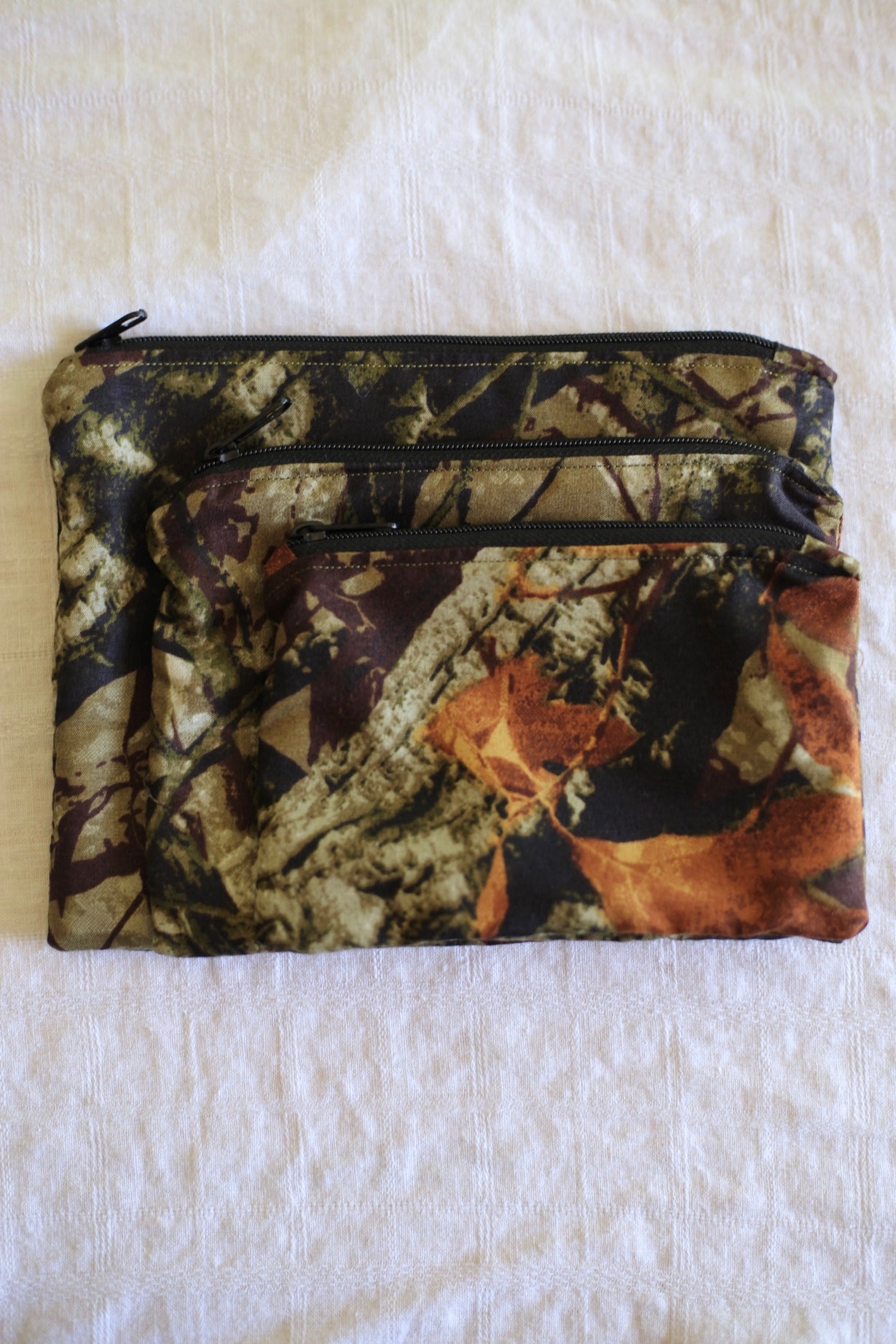 Real tree camo zipper pouch set