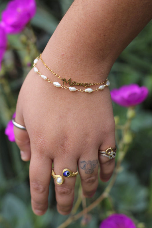“Mama” double strand pearl bracelet