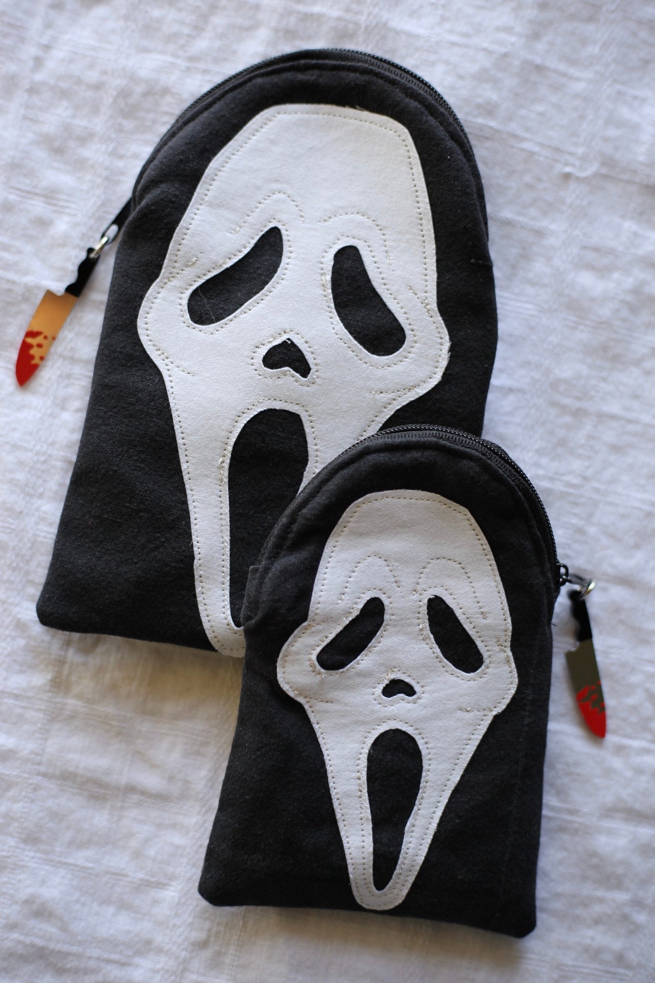 Ghost face zippered pouches