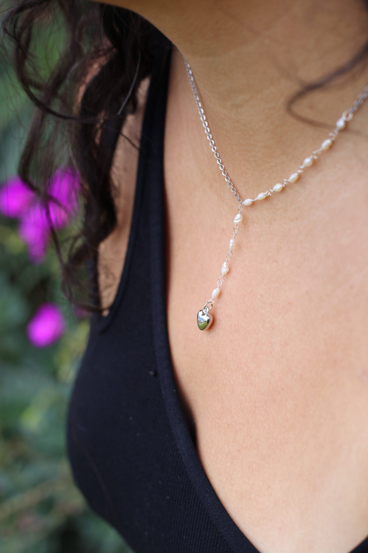 Persephone Pearl lariat necklace