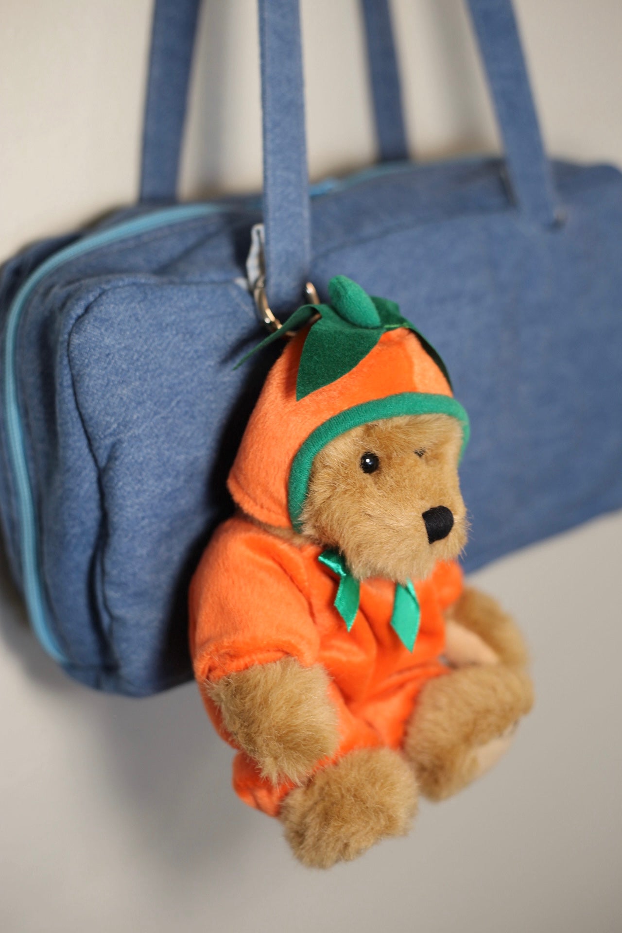 Pumpkin bear bag charm