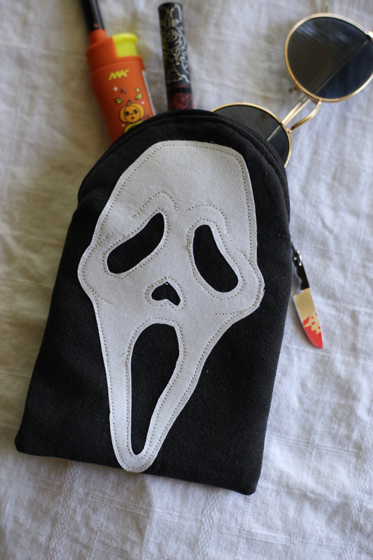 Ghost face zippered pouches
