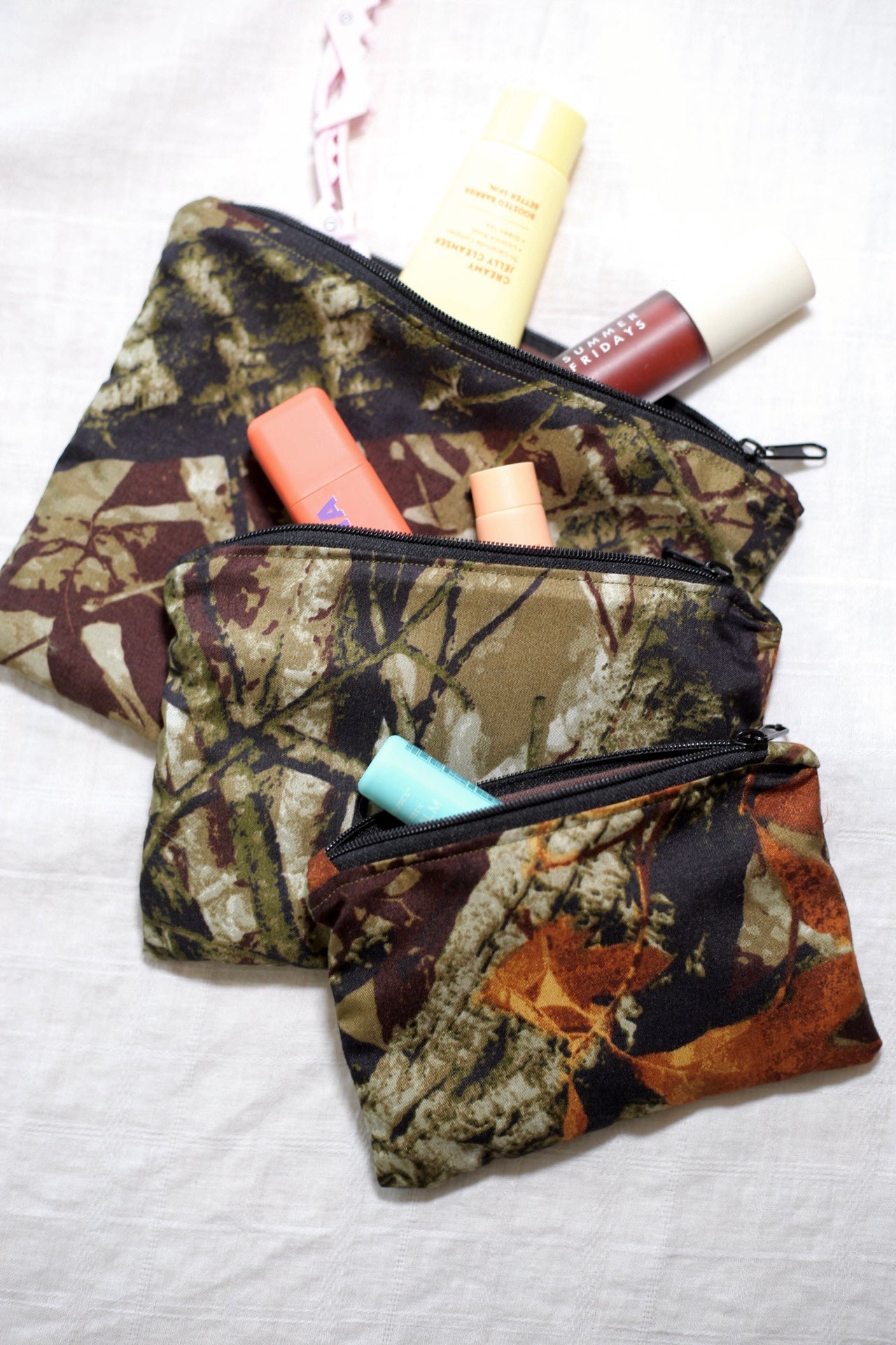 Real tree camo zipper pouch set