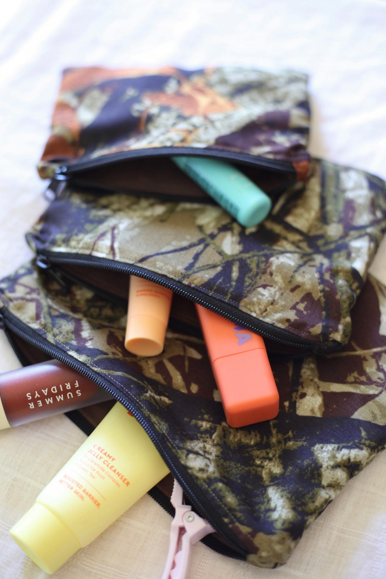 Real tree camo zipper pouch set